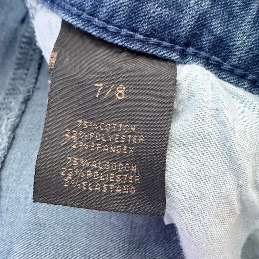 Miss California‎ Flare Jeans Women 7/8 Distressed Slit Hem Boho Y2K Retro Denim